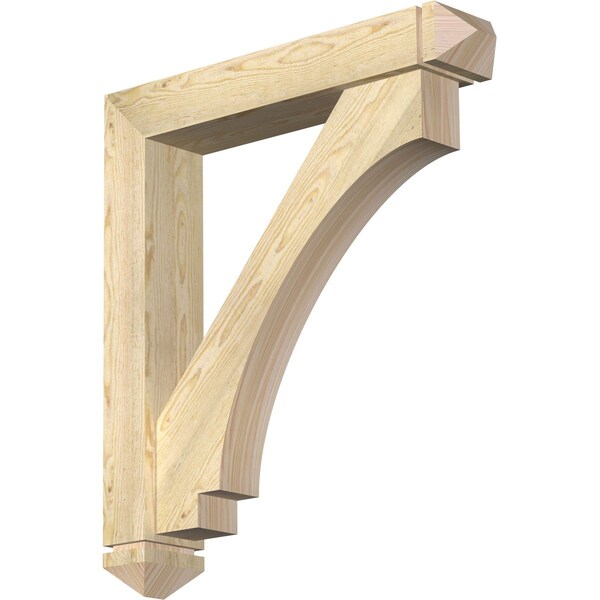 Ekena Millwork Imperial Arts and Crafts Rough Sawn Bracket w/ Offset Brace, Douglas Fir, 6"W x 32"D x 36"H BKT0604X32X36IMP03RDF - main